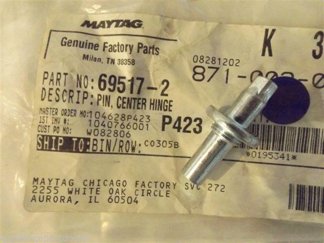 KENMORE JENN AIR REFRIGERATOR 69517-2 Pin, Center Hinge NEW IN BOX KENMORE JENN AIR REFRIGERATOR 69517-2 Pin, Center Hinge NEW IN BOX